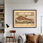 The image is a framed vintage map of Venice, Italy, depicting the city's layout and surrounding waterways.