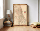The image is a framed vintage map of Chicago, Illinois, USA.