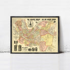 The image is a framed vintage map of the Fairbanks, Alaska area, depicting the Fairbanks Railway Company and its gas and oil refineries.