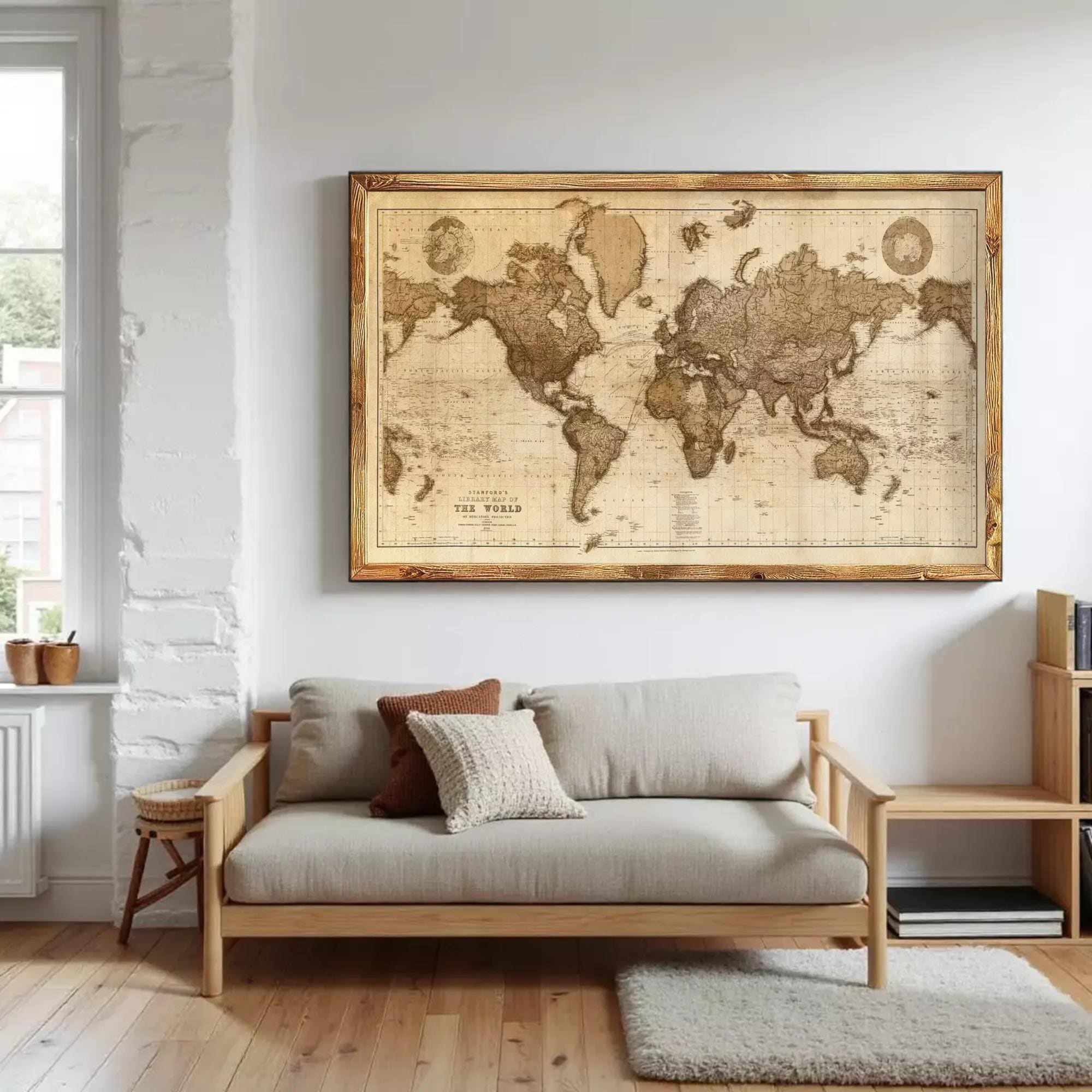 Magnificient World Map Vintage Atlas 1898 Mercator Projection