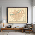 The image is a framed vintage map of Lima, Peru, depicting the city's layout and surrounding areas.