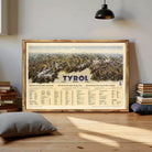The image is a framed map of Tyrol, Austria, depicting the region's mountainous terrain and landscape.