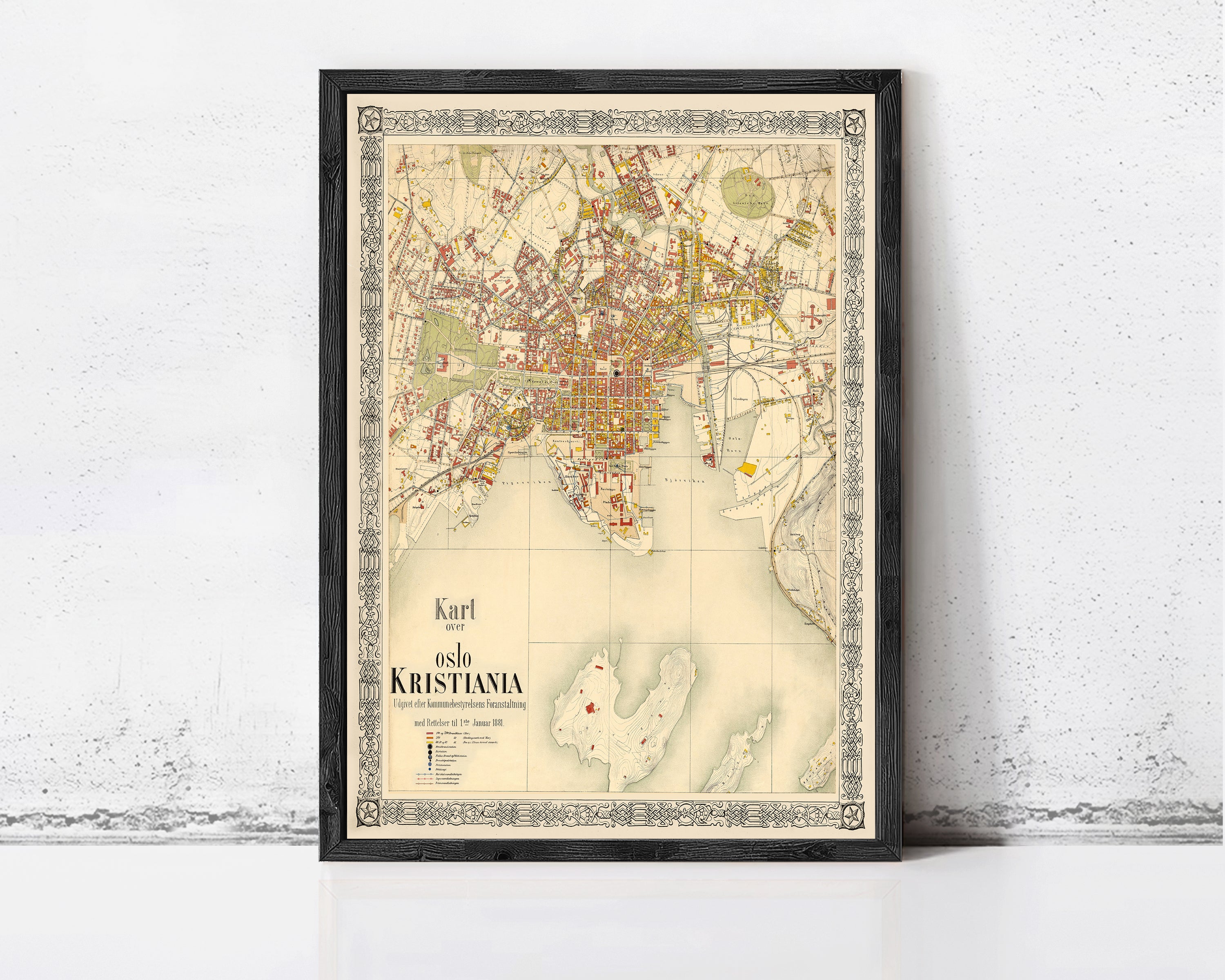 The image is a framed map of Karlskolm, a city in Kristiansköld, Sweden.