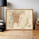 The image is a framed map of Cairo, Egypt, showing the city's streets, landmarks, and surrounding areas.
