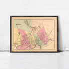 The image is a framed vintage map of Lynn, Massachusetts, depicting the town and surrounding areas.