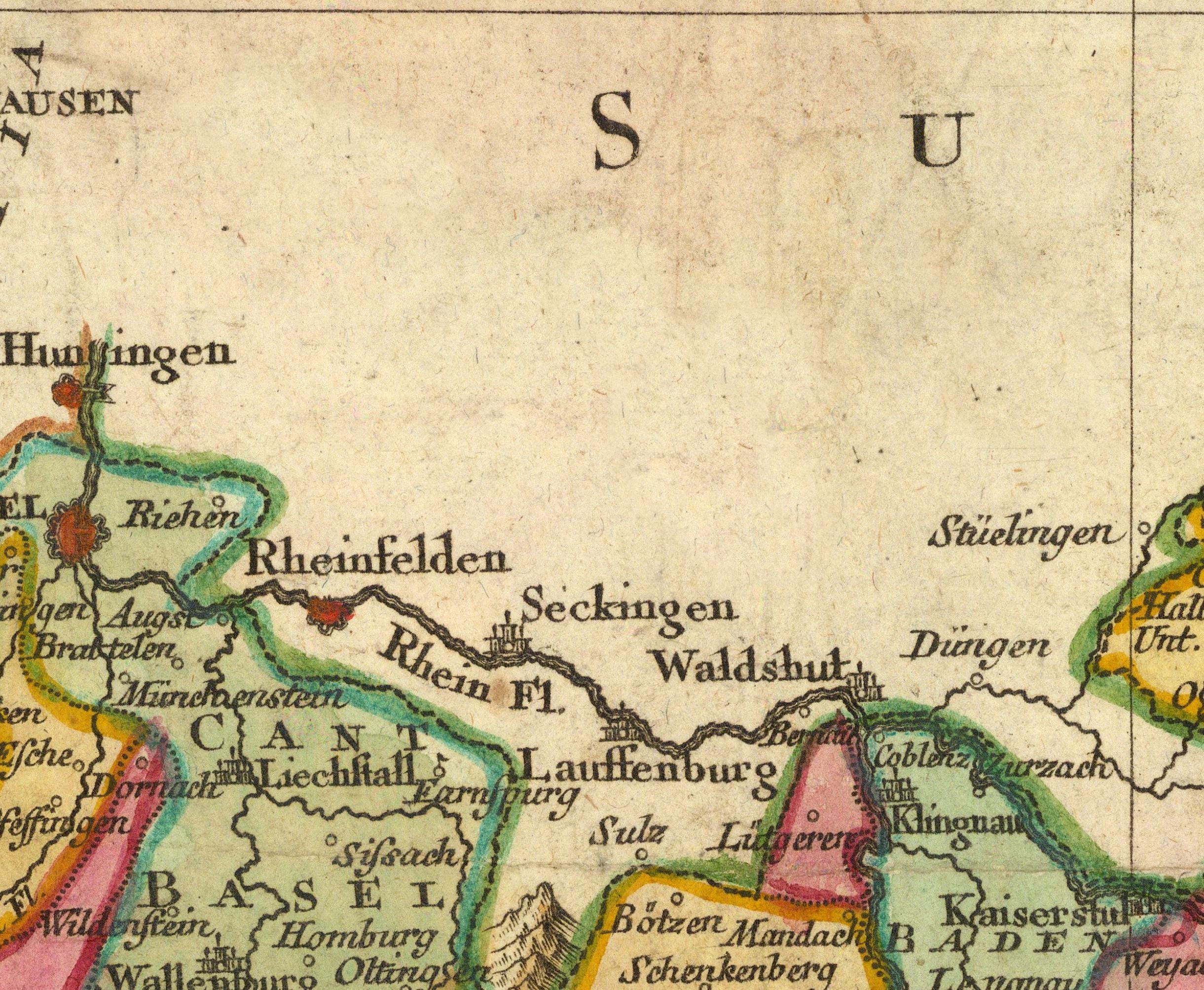 The image is a historical map of Europe, showing the borders and major cities of various countries, including Germany, Austria, and Switzerland.
