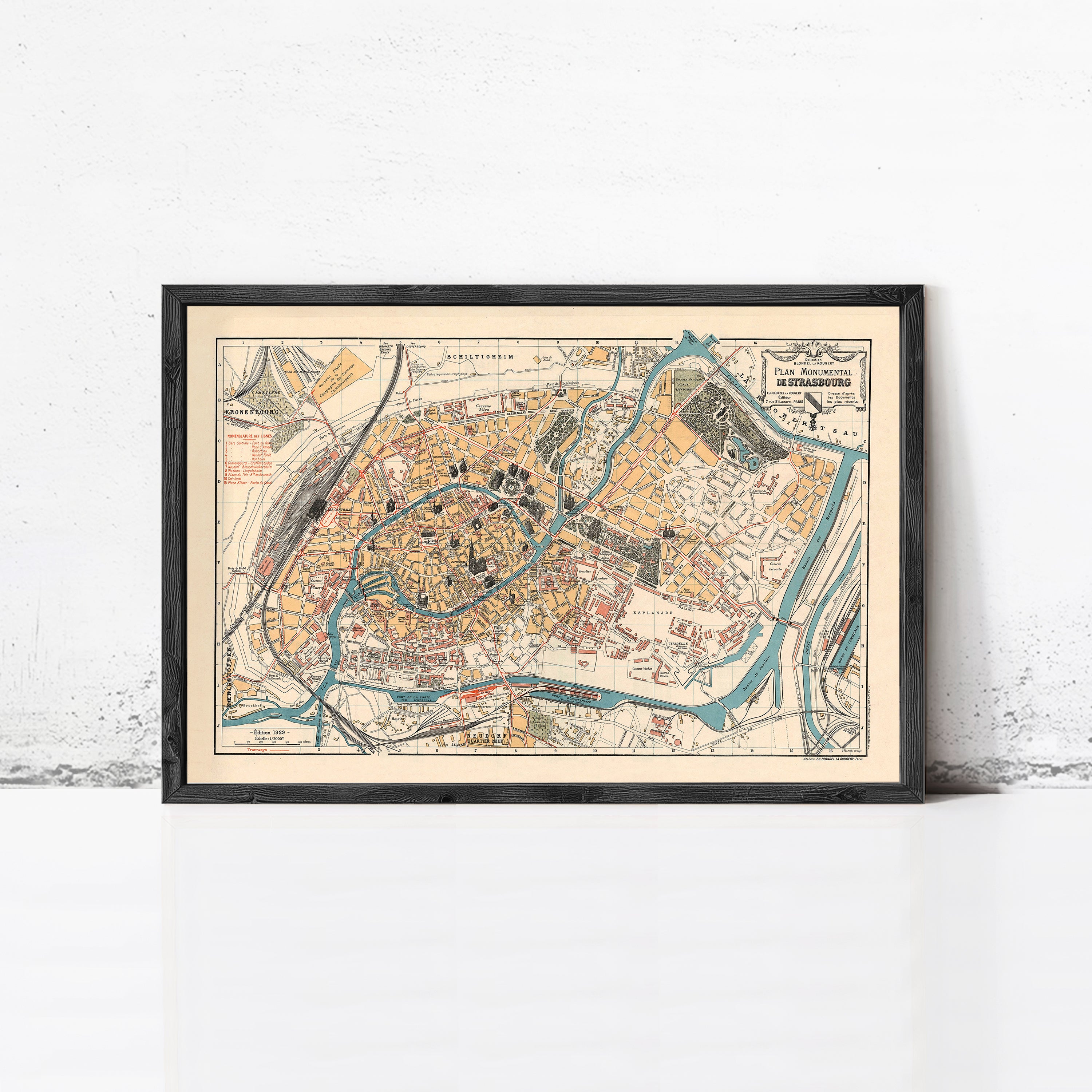 地図・旅行ガイド Vision and Comprehension of Strasbourg Old Map of Strasbourg Strassburg 1929 France – Vintage Maps