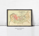The image is a framed vintage map of the village of Mazagan, located in the Mediterranean region.