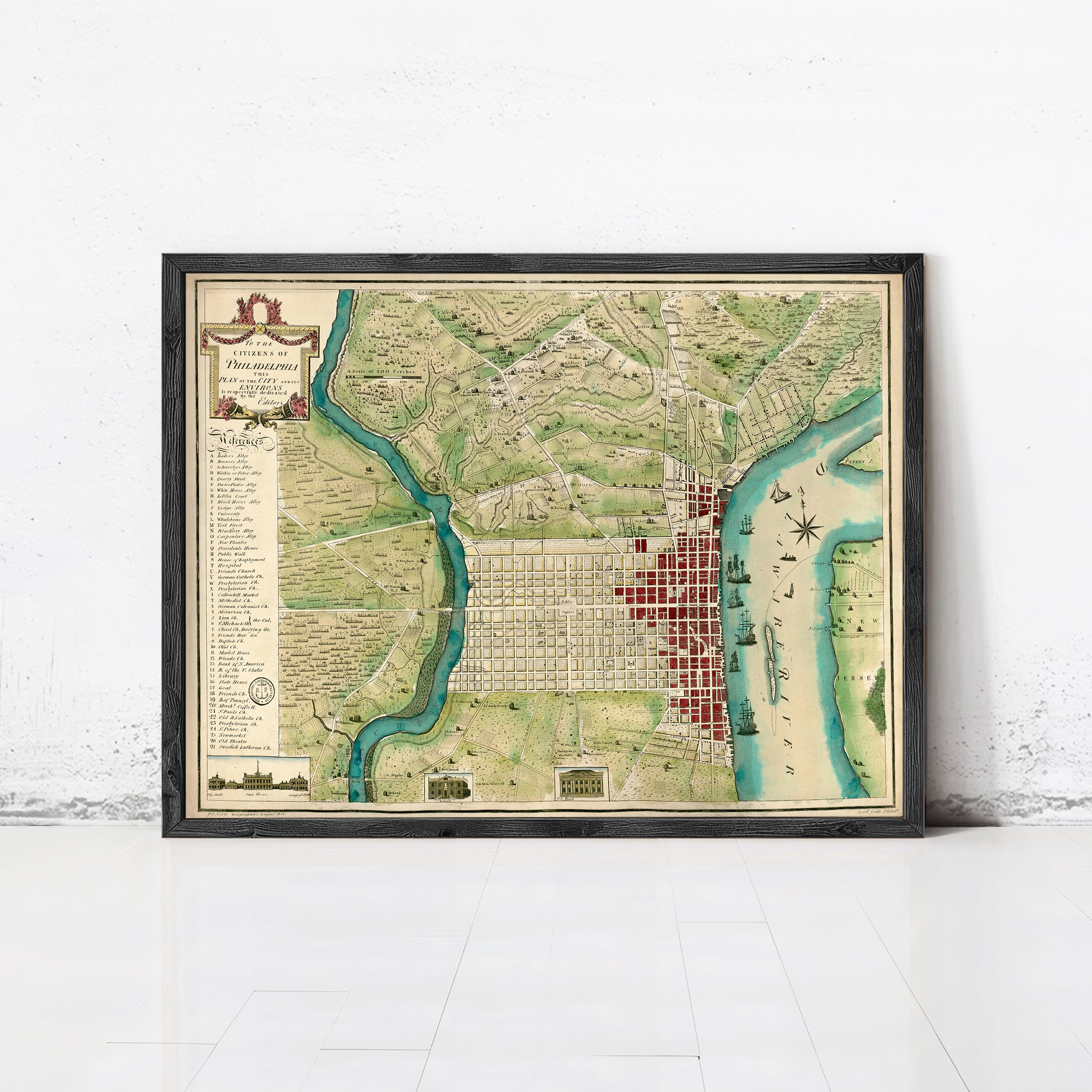 The image is a framed historical map of Washington, D.C.