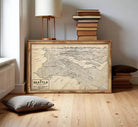 The image is a framed map of Seattle, Washington, with a vintage appearance.