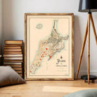 The image is a framed vintage map of the island of Palmira, located in the Peruvian archipelago.