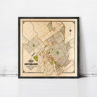 The image is a framed map of San Jose, California, depicting the city's layout and surrounding areas.