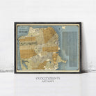 The image is a framed vintage map of San Francisco, California, with detailed street and area labels.
