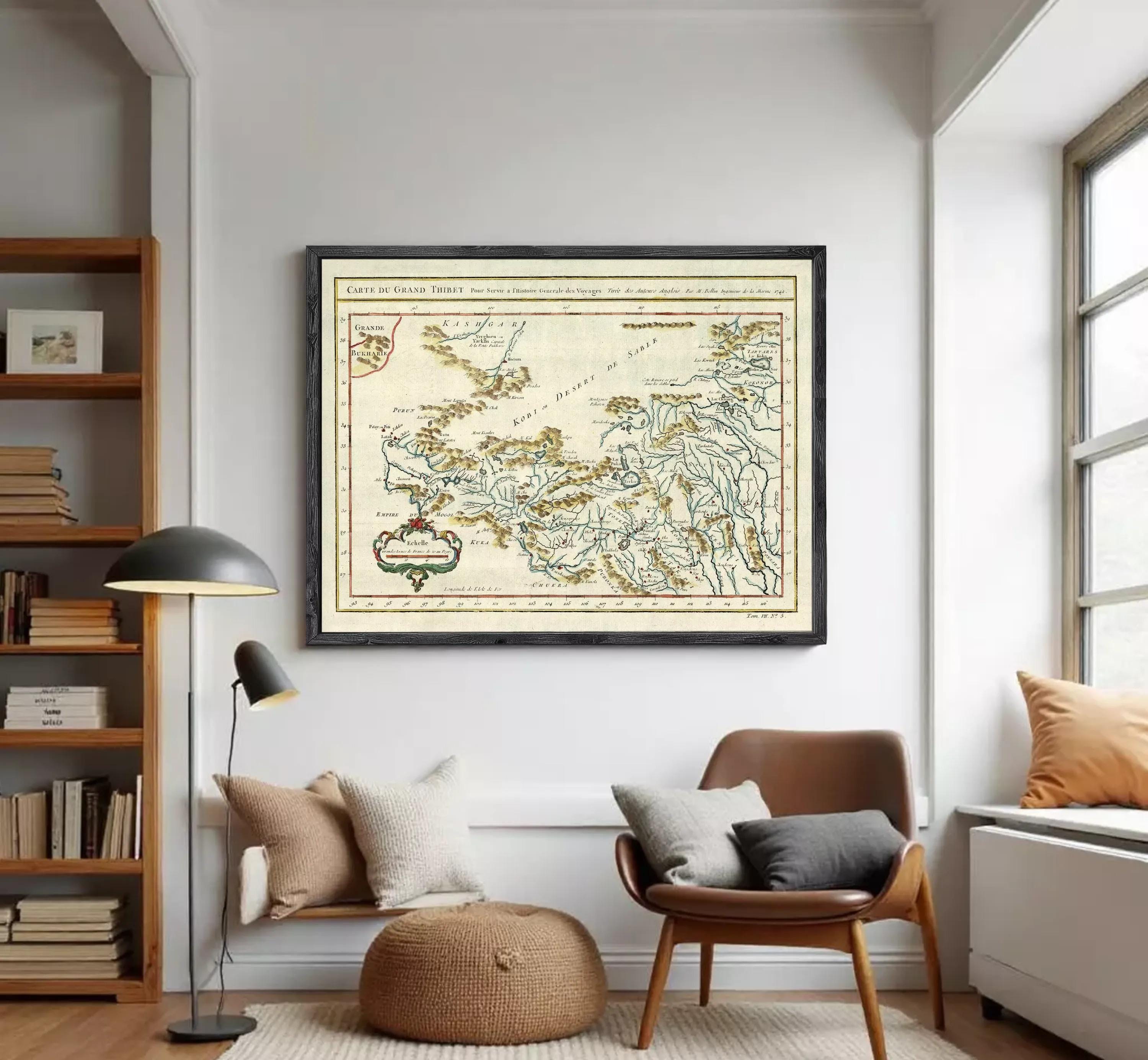 The image is a framed antique map of Europe, depicting the continent and surrounding areas in a detailed and intricate manner.