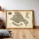 The image is a framed vintage map of Venice, Italy, depicting the city's layout and surrounding areas.