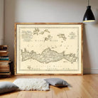 The image is a framed antique map of Crete, Greece, with a vintage appearance.