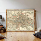 The image is a framed vintage map of Berlin, Germany, depicting the city's streets and landmarks.