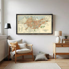 The image is a framed vintage map of Casablanca, Morocco, depicting the city's layout and surrounding areas.
