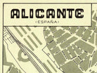 The image is a map of the city of Alicante, Spain, with various streets and landmarks labeled.