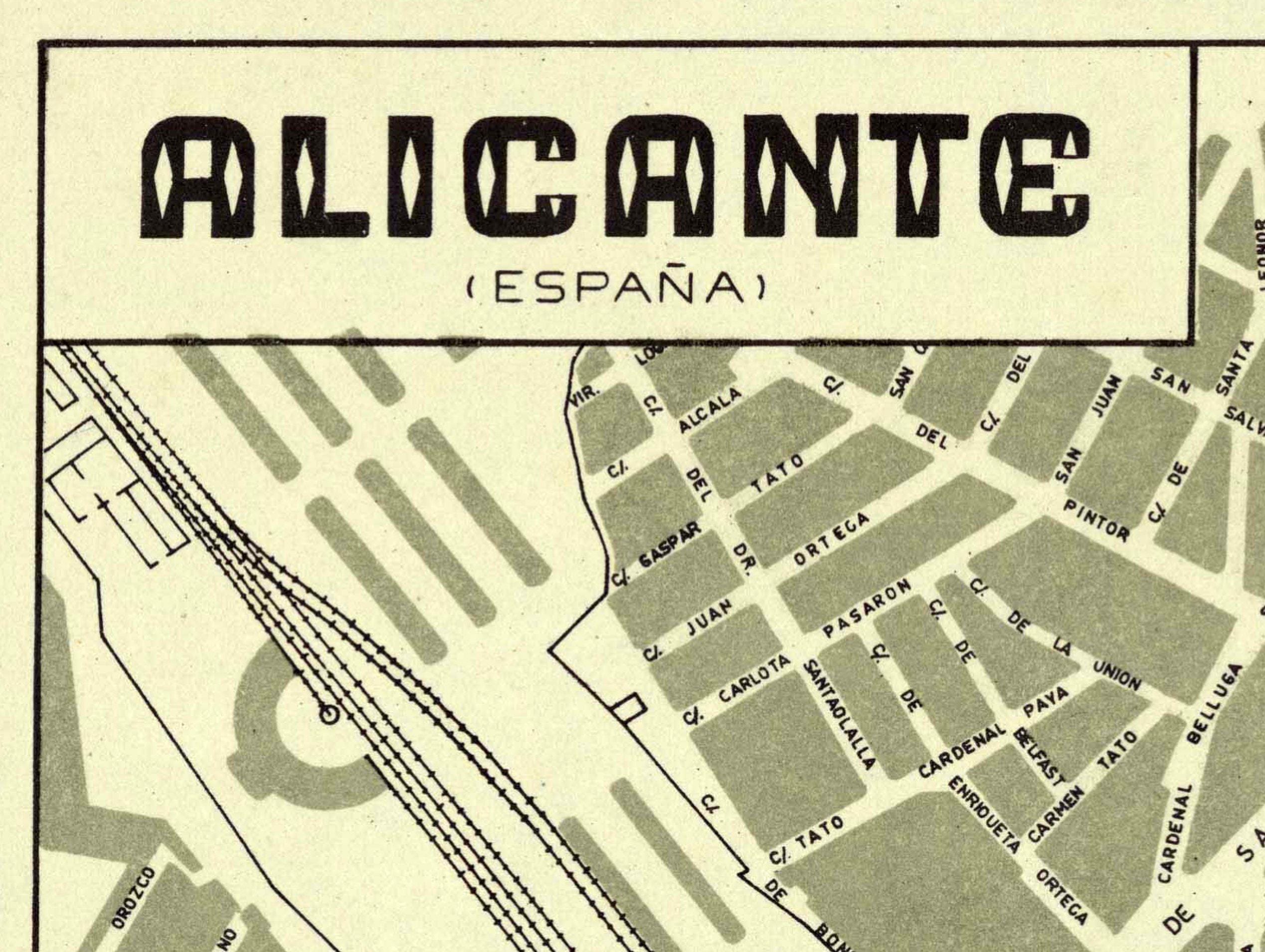 The image is a map of the city of Alicante, Spain, with various streets and landmarks labeled.