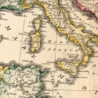 The image is a vintage map of the Mediterranean region, showing the coastline, islands, and surrounding areas.