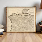 The image is a framed antique map of France, depicting the country's geographical layout and boundaries.