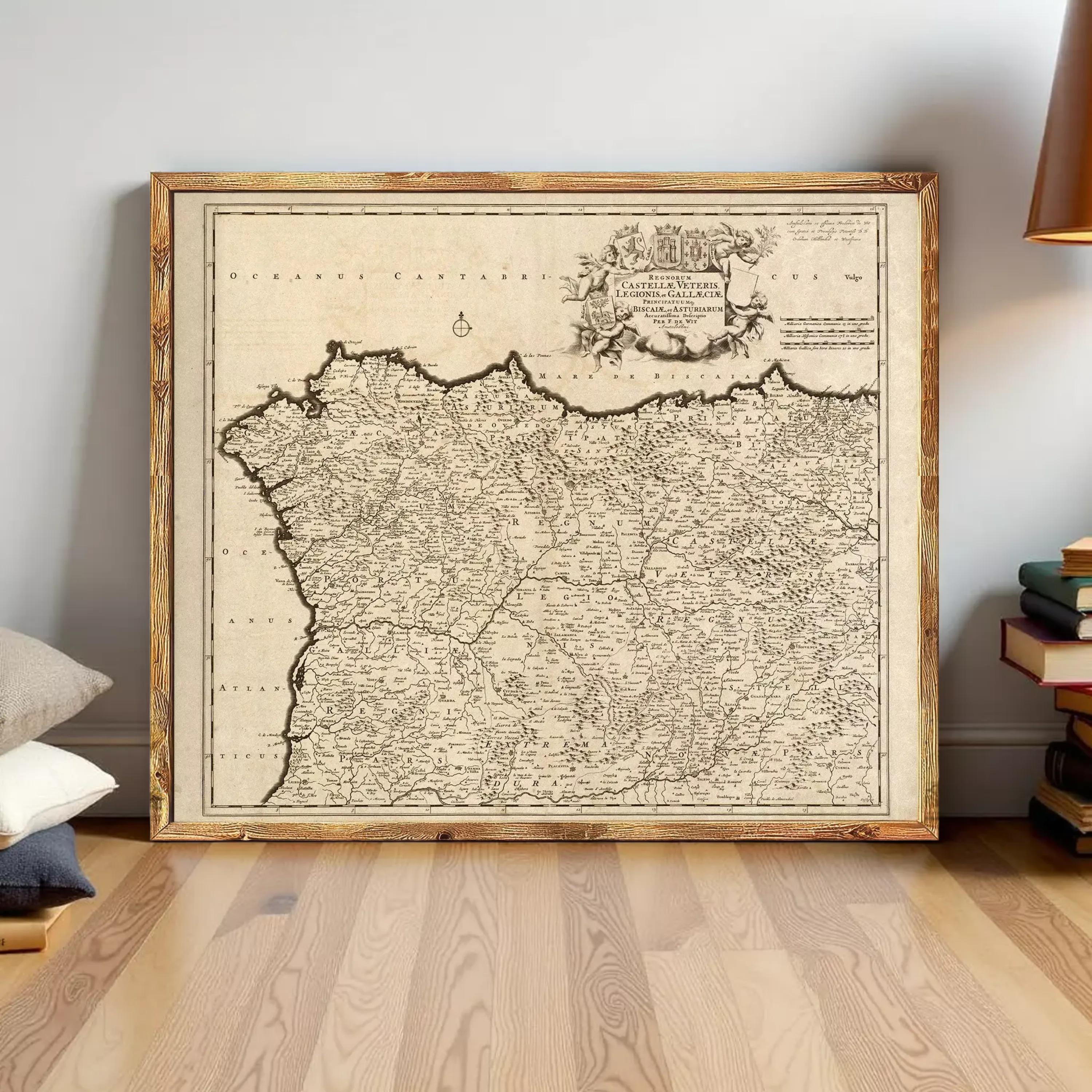 The image is a framed antique map of France, depicting the country's geographical layout and boundaries.