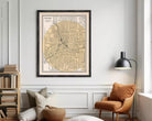 The image is a framed map of Atlanta, Georgia, showing the city's streets and neighborhoods.