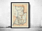 The image is a framed vintage map of the country of Panama, depicting the country's geographical layout and boundaries.