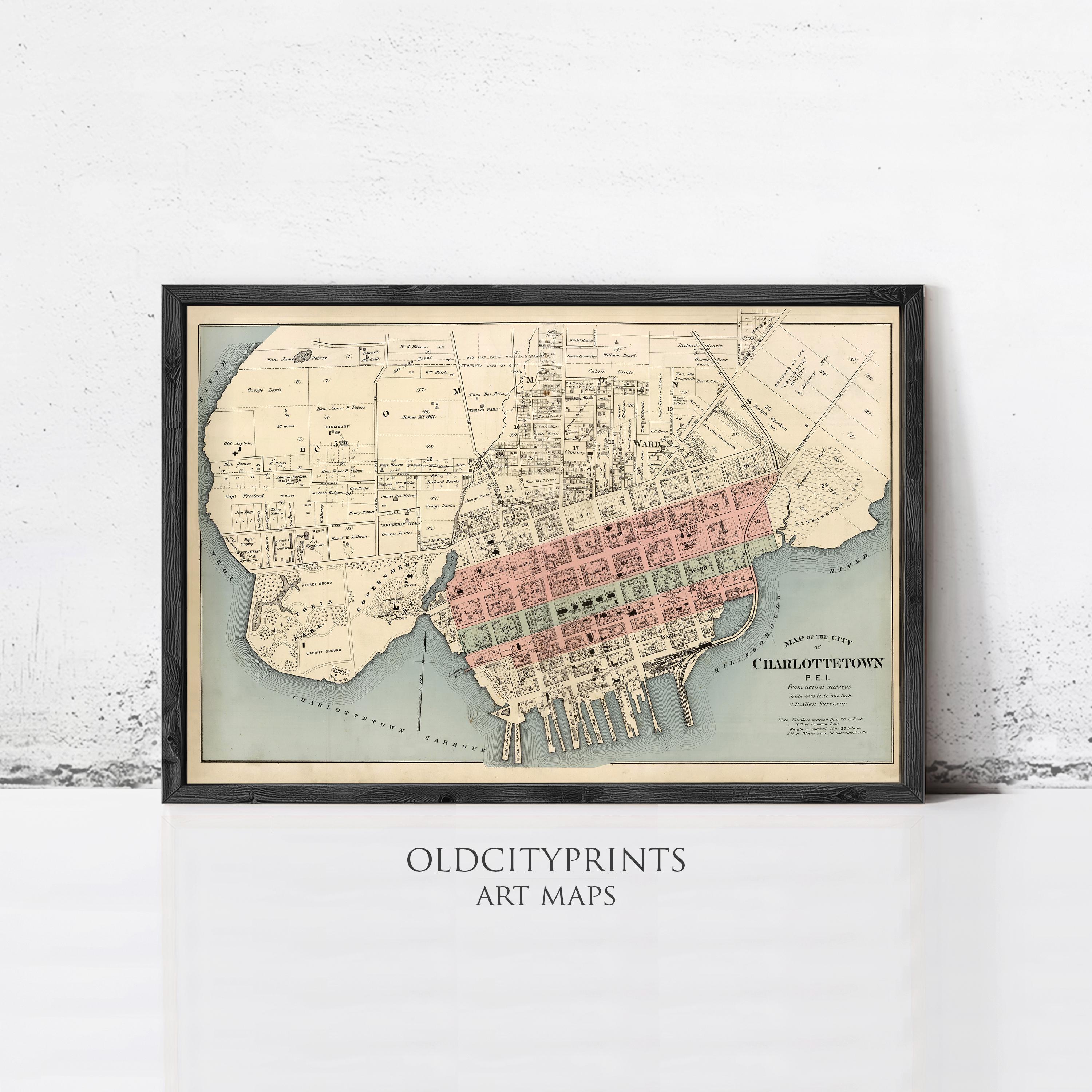 The image is a framed vintage map of the city of Philadelphia, Pennsylvania, depicting the city's layout and surrounding areas.