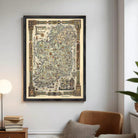 The image is a framed map of Ireland, featuring various landmarks and geographical features.