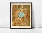 The image is a framed map of the Yellowstone National Park, Oregon, depicting the park's landscape and surrounding areas.