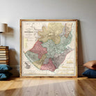 The image is a framed map of Guatemala, depicting the country's geographical layout and boundaries.