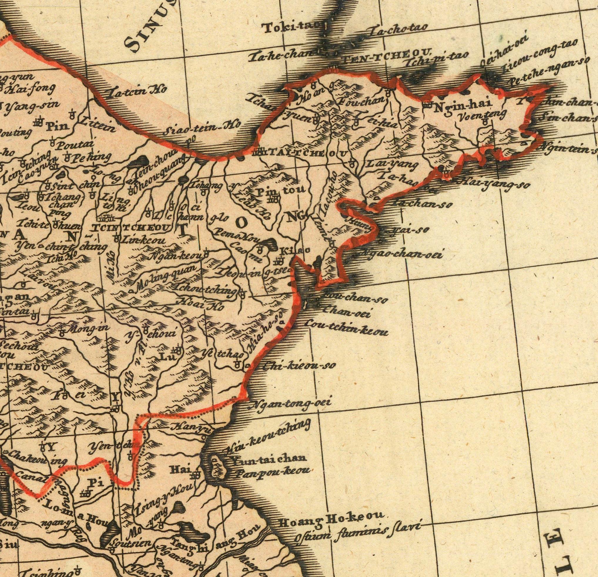 The image is a detailed map of a region, likely from the 19th century, showing various geographical features and locations.