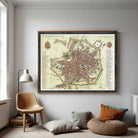 The image is a framed map of Milan, Italy, depicting the city's streets and landmarks.