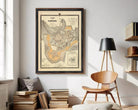 The image is a framed historical map of Pamplona, Spain, depicting the city and surrounding areas.
