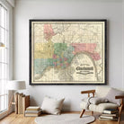 The image is a framed vintage map of Cincinnati, Ohio, showing the city's streets and neighborhoods.