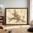 The image is a framed map of the city of Siena, Italy, depicting the layout and streets of the city.