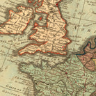 The image is a detailed old map of Europe, showing the borders and major cities of various countries.