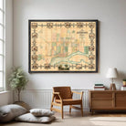 The image is a framed vintage map of the city of Davignon, France, depicting the city's layout and surrounding areas.
