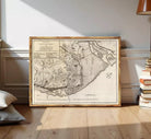 The image is a framed historical map of the city of Montreal, Canada, depicting the city's layout and surrounding areas.