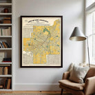 The image is a framed map of Los Angeles, California, dated 1957.