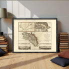 The image is a framed vintage map of the island of Minos, Greece, depicting the island's geographical features and surrounding areas.