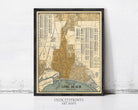 The image is a framed vintage map of Long Beach, California, depicting the city's layout and surrounding areas.