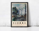 The image is a framed poster depicting a street scene in Vienna, Austria.