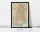 The image is a framed vintage map of the Alpes region, depicting the Alpes region in France.