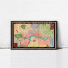 The image is a framed map of London, England, dated 1841, depicting the city's layout and surrounding areas.