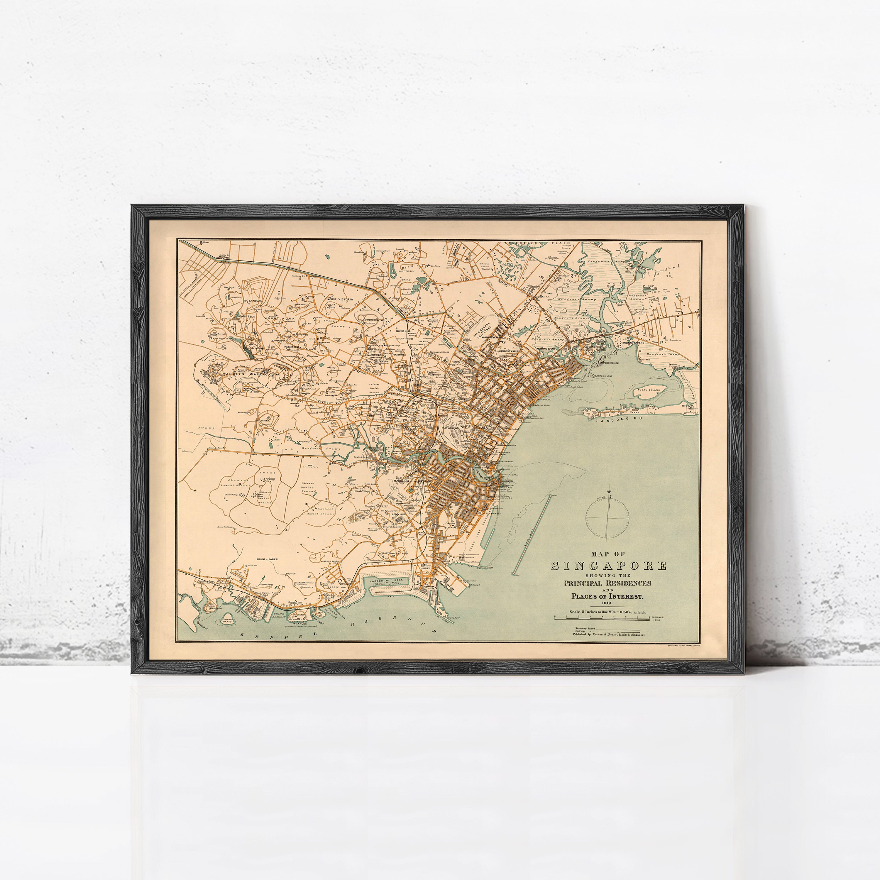 Old Map of Singapore 1913 Vintage Map – Vintage Maps & Prints