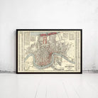 The image is a framed vintage map of New Orleans, Louisiana, depicting the city's layout and surrounding areas.
