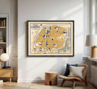 The image is a framed vintage map of the city of Avignon, France, depicting the layout and streets of the city.